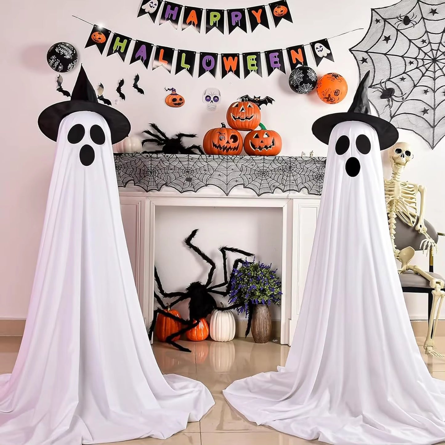 Halloween Ghost Decoration Light up Ghost Set with Remote Control Easy to Assemble for Outdoor and Indoor Decorations