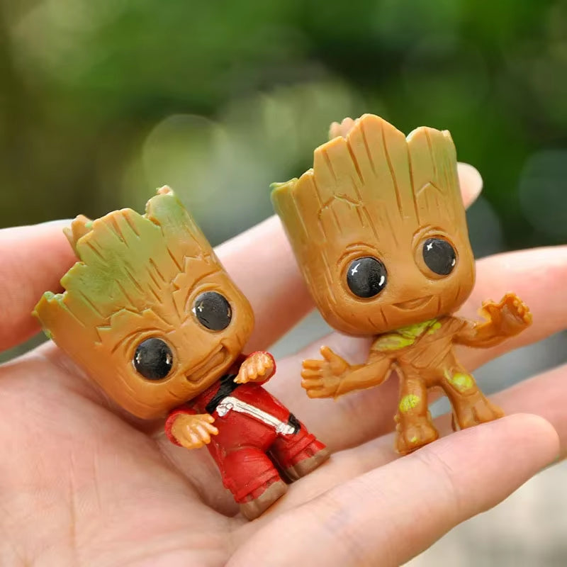 4Pcs/Set Cute Groot Miniature Model Home Supplies Decoration Figurine Handicrafts Anime Hero Tree Man Character Decoration