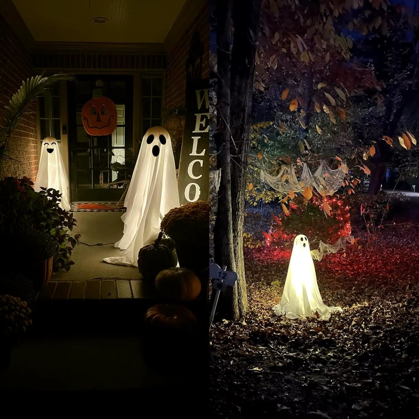 Halloween Ghost Decoration Light up Ghost Set with Remote Control Easy to Assemble for Outdoor and Indoor Decorations
