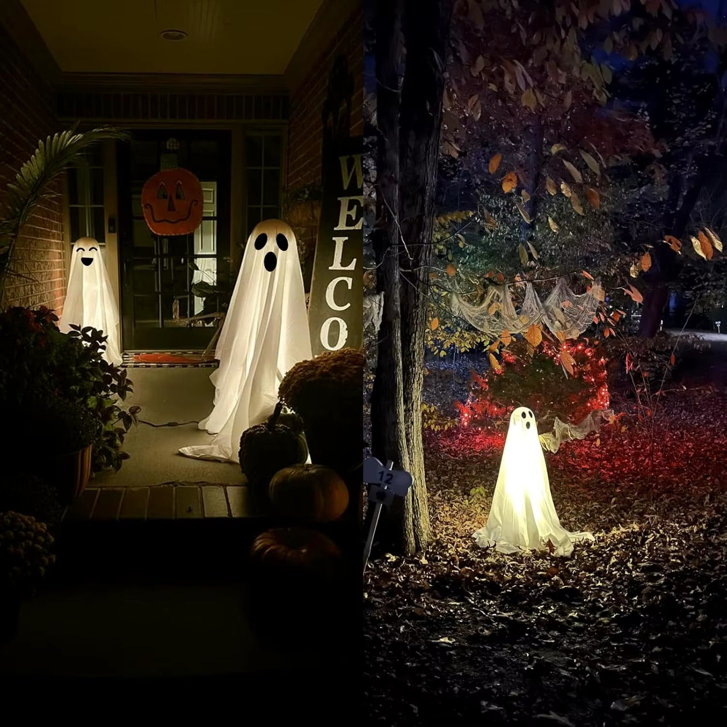 Halloween Ghost Decoration Light up Ghost Set with Remote Control Easy to Assemble for Outdoor and Indoor Decorations