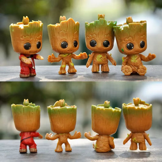 4Pcs/Set Cute Groot Miniature Model Home Supplies Decoration Figurine Handicrafts Anime Hero Tree Man Character Decoration