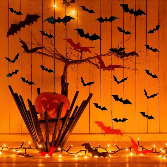 24/36/60Pcs Halloween Bat Wall Stickers Horror 3D Bats Removable Sticker Halloween Party Decoration for Home DIY Wall Decal