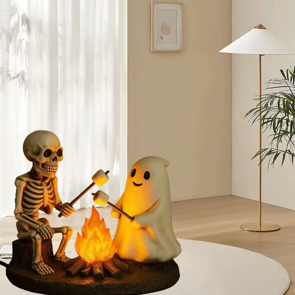 Halloween Ghost Campfire Flickering Nightlight Skeleton Ghost Socket Decorations Crafts