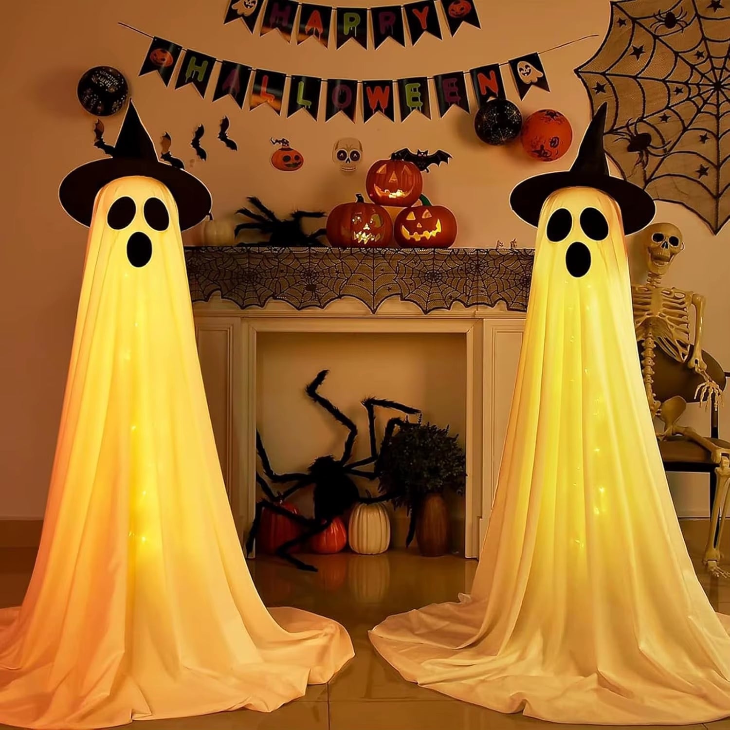 Halloween Ghost Decoration Light up Ghost Set with Remote Control Easy to Assemble for Outdoor and Indoor Decorations