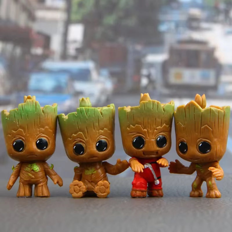 4Pcs/Set Cute Groot Miniature Model Home Supplies Decoration Figurine Handicrafts Anime Hero Tree Man Character Decoration