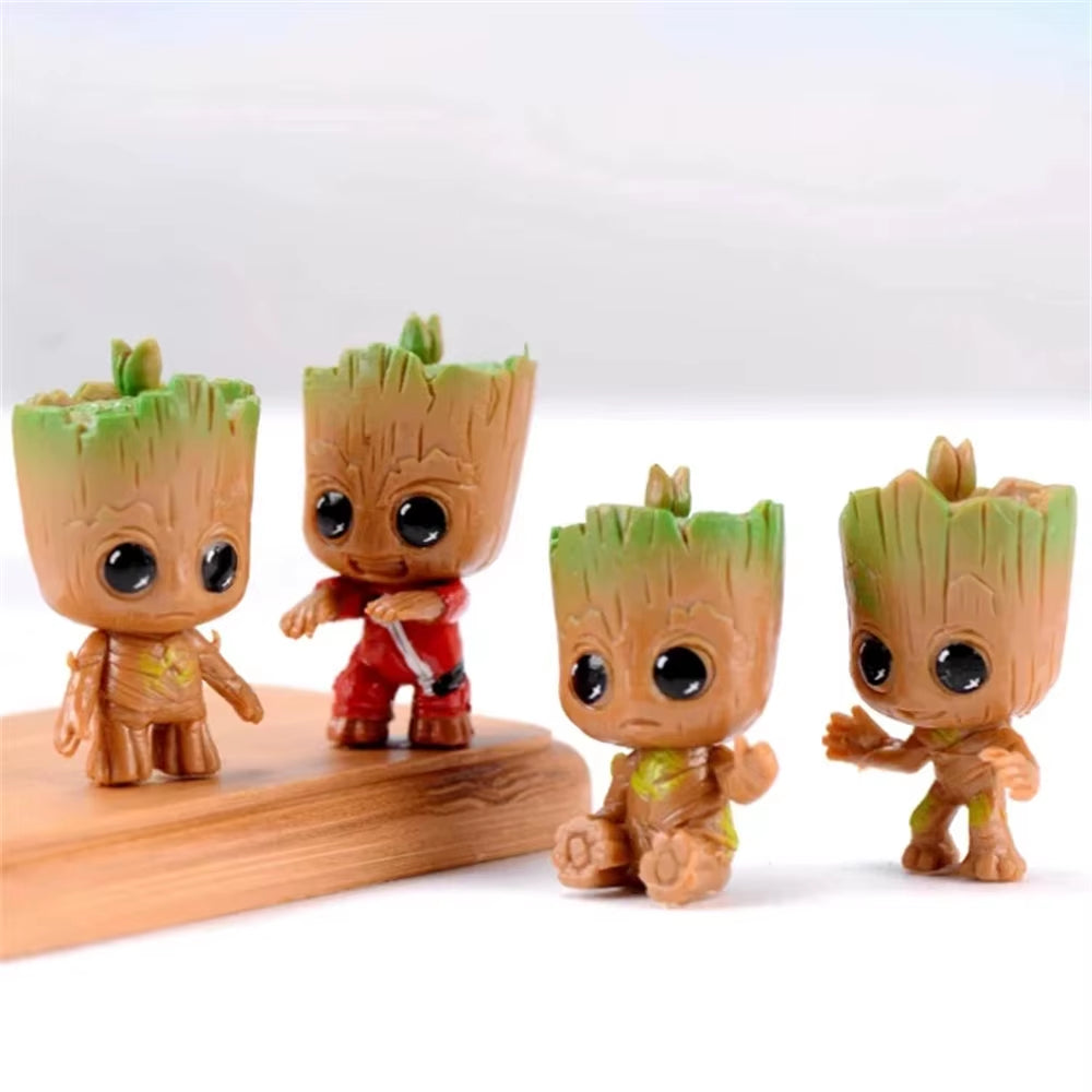 4Pcs/Set Cute Groot Miniature Model Home Supplies Decoration Figurine Handicrafts Anime Hero Tree Man Character Decoration