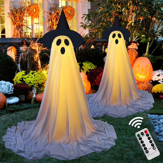 Halloween Ghost Decoration Light up Ghost Set with Remote Control Easy to Assemble for Outdoor and Indoor Decorations