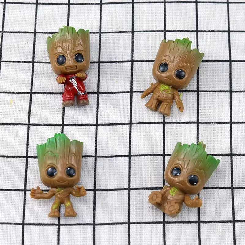 4Pcs/Set Cute Groot Miniature Model Home Supplies Decoration Figurine Handicrafts Anime Hero Tree Man Character Decoration