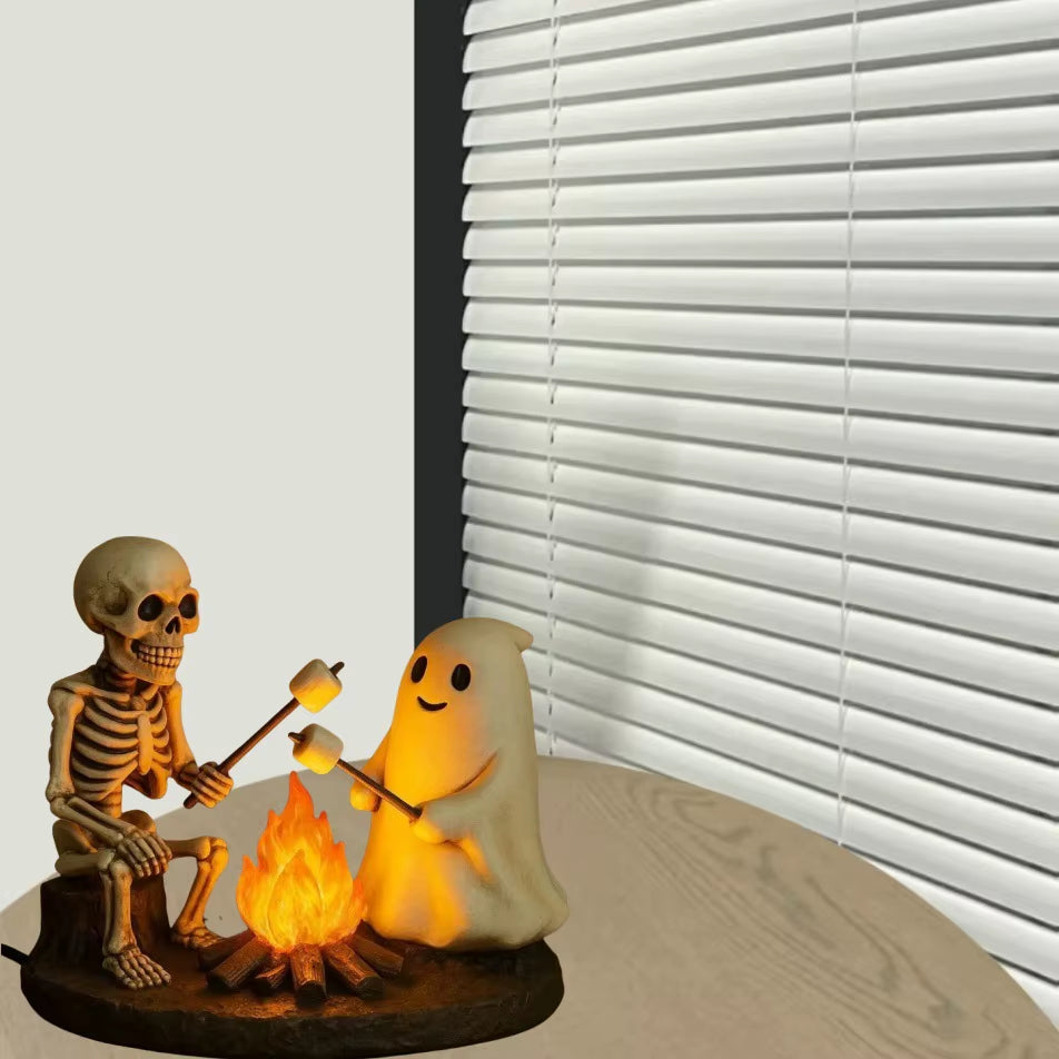 Halloween Ghost Campfire Flickering Nightlight Skeleton Ghost Socket Decorations Crafts