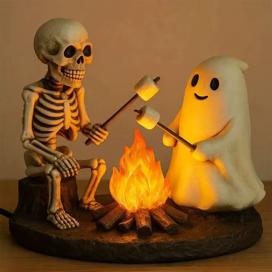 Halloween Ghost Campfire Flickering Nightlight Skeleton Ghost Socket Decorations Crafts