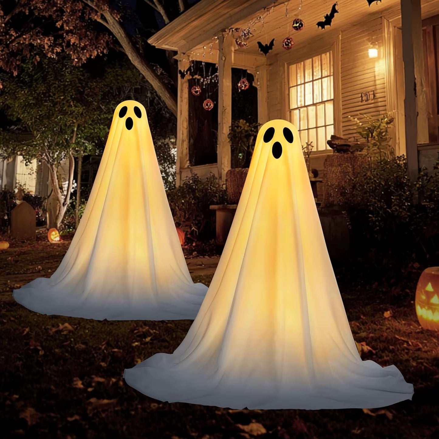 Halloween Ghost Decoration Light up Ghost Set with Remote Control Easy to Assemble for Outdoor and Indoor Decorations