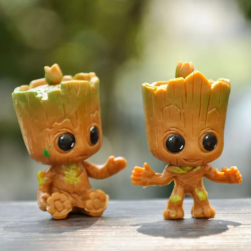 4Pcs/Set Cute Groot Miniature Model Home Supplies Decoration Figurine Handicrafts Anime Hero Tree Man Character Decoration